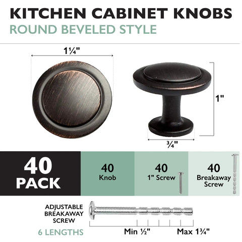 Oil Rubbed Bronze Cabinet Knobs One And One Quarter Inch Round Drawer Handles Pack Of Forty Everyday Hardware