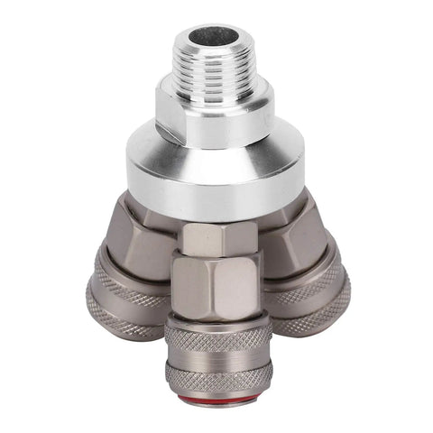 3 Way Connector Chrome Plated Pneumatic Component with Self-Locking One-Hand Quick Coupler for Air Tools, Heavy-Duty G1/2in
