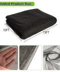 Ultrafine 10x13Ft Patio Bug Netting, Heavy Duty UV Resistant Mesh Made From Nanocomposite PP, folded view and texture close-up