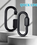 10 Pack 304 Stainless Steel M3.5 Quick Link Chains One Eighth Inch D Shape Locking Chain shown in black with threaded closure