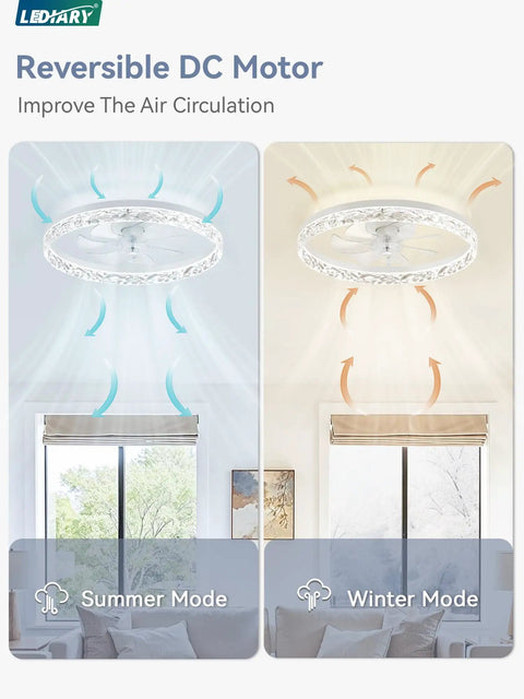 Top Tier 20 Inch Modern Ceiling Fan With Integrated LED Lights And Smart Remote App Control Hella Bright with reversible motor for summer and winter use.