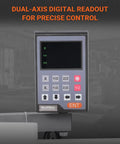 Dual-axis digital readout on 1.5 Inch Spindle Bore Metal Lathe With DRO, 8x16 Inch Benchtop Lathe, precise control feature.