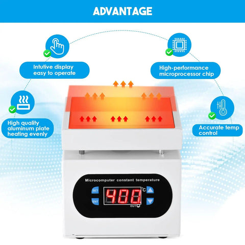 High Power Soldering Hot Plate Station 110V 350W With 100X100mm Aluminum Plate Heats From 30 To 400 Degrees Celsius, display view