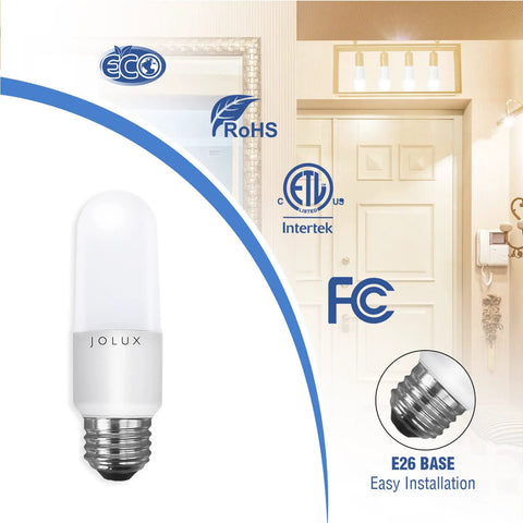 Led Stick Light Bulbs 60 Watt Equivalent 800 Lumens 5000K Daylight Non Dimmable E26 Base Enclosed Fixture Rated Pack Of 12