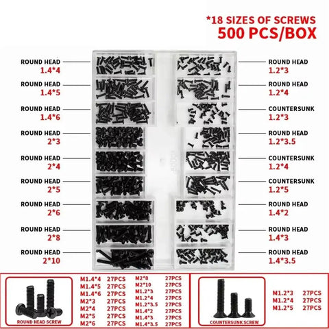 Top Shelf Heavy Duty Nuts And Bolts With Screws Washers And Seal Rings Hardware Kit with 500 pcs of assorted screws in plastic case.