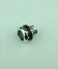 Brushed Nickel Tub Deck Mount Faucet Set piece with chrome finish showing threading and connector ring, part of five hole design