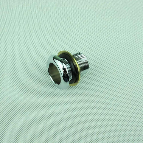 Brushed Nickel Tub Deck Mount Faucet Set piece with chrome finish showing threading and connector ring, part of five hole design