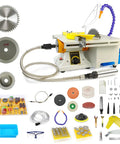 Beast Mode Lapidary Rock Saw Machine 110V 750W with adjustable speed, blades, and accessories for cutting gemstones and wood.