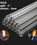 Borosilicate Glass Blowing Tubes Four Inch Long Twelve Millimeter Diameter Two Millimeter Wall Thick Fire Polished Ends