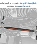 Shift Linkage Shifter For Harley Touring Motorcycles Softail Dyna Street Glide Road King Electra Glide Trike 1980 To 2024 Two Tone Black Orange Design Durable Aluminum Construction Easy Install installed on Harley engine