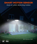 Beast Bright 4600 Lumen Motion Sensor Security Flood Light illuminating house exterior, showcasing 72ft detection range.