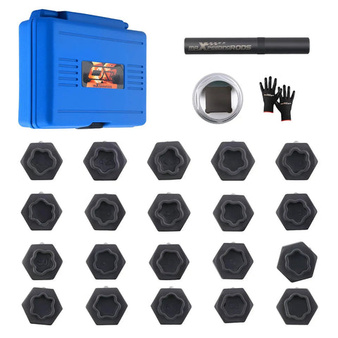 BMW Compatible Wheel Lock Nut Key Kit 22 Piece Pro Grade Heavy Duty Anti Theft Lug Nut Tool Set with 20 Socket Heads 041 to 060