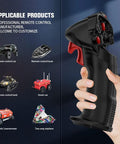 Hand holding One Hand RC Transmitter With 4 Channel Receiver Kit For Car Boat Drone Airplane 2.4GHz Controller With Ergonomic Pistol Grip