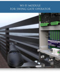 Close-up of Hassle Free Smart Wifi Module For MS Series Swing Gate Openers EweLink App Control installed in gate operator.