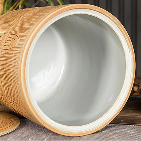 Heavy Duty Airtight Ceramic Kitchen Jar With Tight Seal For Fresh Rice Grains Coffee Beans Candy Snacks Solid Hella Spacious 20Kg Dry Food Storage Container interior view with smooth ceramic finish