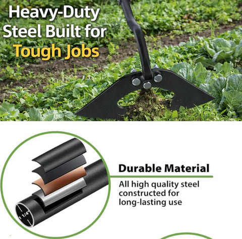 Heavy Duty Garden Weeding Tool With Hollow Blade And 58 Inch Adjustable Handle on field