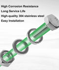 Hex bolt and nut with washers from All In One 260 Piece Metric Hex Bolt And Nut Set M6 M8 M10 In 304 Stainless Steel With Case