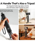Person holding 10000mAh Battery Grip For Cameras With Hidden 360 Degree Tripod Base, Real Time Backlit LCD Display, Universal Quarter Inch Mount
