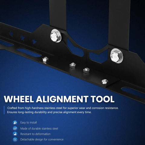 Lock That Factory Straight Look With This Pretty Solid Knock Down Wheel Alignment Kit Featuring Removable Toe Plates Center Bar And Dual Measuring Tapes For No Sweat Front End Camber Adjustments In Matte Black