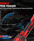 Three Eighths Inch Cordless Ratchet Wrench Set With Brushless Motor Delivers 88 Ft Lbs Torque At 500 RPM On A 20V Battery A Powerhouse For Pros And DIY Easy One Hand Operation And Quick Socket Changes, variable speed trigger graphic