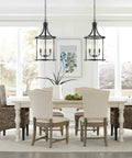 Dope 4 Light Pendant Fixture For Dining Room And Kitchen Modern Black Cage Lantern Chandelier With Ceiling Mount