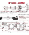 High Precision Ball Screw SFU2005 500mm For CNC Machines With Ultra Low Backlash And Smooth Rolling Friction For Stable Linear Motion And Robust Bearing Steel Construction For CNC Pros And Shops.