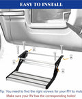 RV Camper Folding Drop Down Step For Easy Under Door Mounting 12 Mount Holes Single Drop Down Stair, aluminum RV entry step