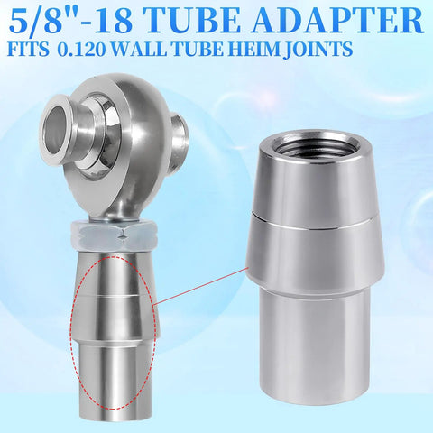 Five Eighths Inch 18 Thread Right Hand And Left Hand Weld In Bung Tube Adapter Kit With Universal Heim Joint Built To Last For Steel Tubing And Tie Rod End Setups, 1045 steel