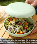 All In One 6-Piece Camping Mess Kit With Cup Plate Bowl Fork Spoon Knife And Carry Bag for Travel with food inside bowl