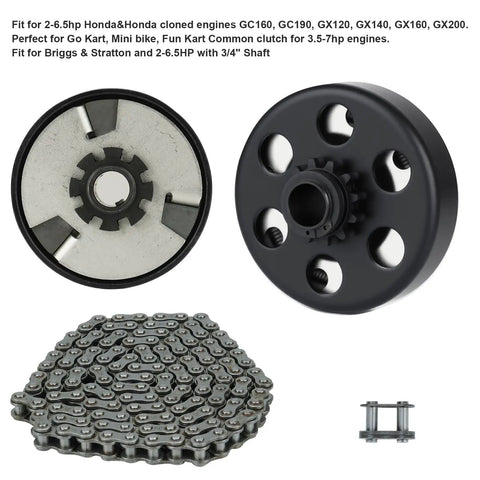 Three Quarter Inch Bore 12 Tooth Centrifugal Clutch With 4 Ft 35 Chain For Predator 212 Go Kart Engines, Honda GX160 GX200 GX140 GX120