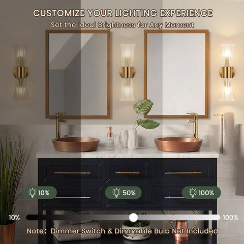 Modern Wall Sconce, Hardwired Wall Lamp for Bedroom Hallway Bathroom, Gold, displayed in a stylish bathroom setting with adjustable lighting.