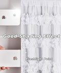 White Blackout Drapes With Handmade Ruffles And Butterfly Flower Accents, Heavy Thermal Window Curtain Set shown in detail
