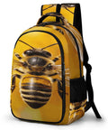 Golden Floral Bee Printed Unisex Backpack With Large Capacity, Lightweight And Durable Polyester Daypack For Travel And On The Go