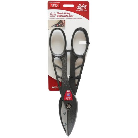 Beefy 12 Inch Aluminum Snip For Heavy Duty Metal Cutting With High Carbon Blades, Combination Cut, Straight And Mild Curve Cuts