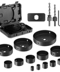 Badass 19 Piece Hole Saw Kit Packs Heavy Duty Carbon Steel Blades That Chops Wood Plywood Drywall And Pvc Smooth With Dual Mandrels And Rugged Carrying Case with assorted steel hole saws