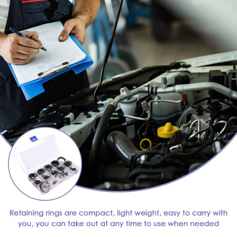 315-Piece External Retaining Rings Kit With Steel Snap Rings For Gears And Pulleys, Dope Compact Clips For Generators And Ships, Sizes 4 Mm To 28 Mm Range in engine bay