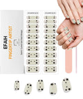 Semi Cured Gel Nail Strips And Wraps 20 Pack For DIY Manicure With UV Or LED Lamp Required Lasts Up To 14 Plus Days Salon Quality Trendy Nail Art Designs Star shown on fingers and packaging