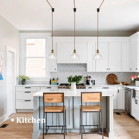 Fang Yan Mei Plug in Pendant Light,Clear Fluted Glass Shade Vintage Hanging Light Fixture with Plug in Cord over kitchen island.