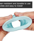 Hands holding flexible silicone drain seal plug, showcasing durability and flexibility; Silicone Drain Seal Plug 4 Pack For Toilets, Bathrooms, Kitchens And Washing Machines Odor Control Flexible Sewer Seal Ring Quick Fit Durable Drain Cleaning Tool For Home.
