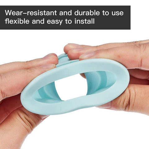 Hands holding flexible silicone drain seal plug, showcasing durability and flexibility; Silicone Drain Seal Plug 4 Pack For Toilets, Bathrooms, Kitchens And Washing Machines Odor Control Flexible Sewer Seal Ring Quick Fit Durable Drain Cleaning Tool For Home.