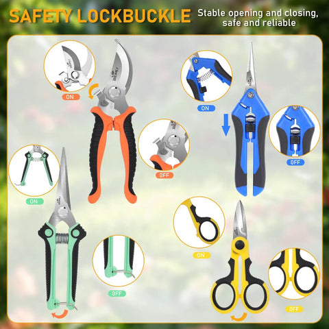 4 Pack All In One Garden Scissors Set With Stainless Steel Pruning Shears For Tree Pruning Flower Trimming And Fruit Picking