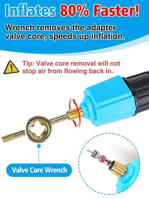 Set Of 6 Inflatable SUP Pump Valve Adapters With Round Sharp Square And Spiral Nozzles For Boards Pools Boats Rings And Floats Easy Fit And Leak Free Inflation For All Your Air Gear valve core wrench close-up