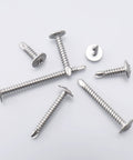 Heavy Duty 410 Stainless Steel Number Eight Half Inch Self Tapping Screws For Metal And Wood Two Hundred Fifty Piece Pack on white background.
