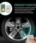 TPMS Tire Pressure Reset Tool For Automotive Diagnostics And Programming Training Tool in use on Ford tire, close-up view