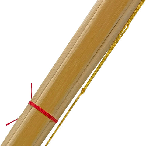 Close-up of bamboo blade from Two 47 Inch Kendo Shinai Set For Decor And Cosplay, samurai themed prop swords, size 39.