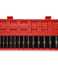 Pro Grade One Half Inch Drive Deep Impact Socket Set, 29-Piece CR-Mo Steel Kit With Metric And SAE Sizes in red case