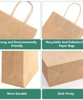 Bulk Kraft Paper Gift Bags With Handles 8x4.5x10 Inches 200 Pack Durable 110Gsm Brown Paper Bags showing durability and eco-friendliness