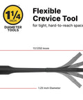 Flexible Crevice Vacuum Tool For Dust And Debris 1.25 Inch Diameter By 12 Inch Length, Slim Reach For Tight Spaces And Corners, Fits Most Hoses And Rigid Extensions, Great For Cars, Furniture And Small Edges, 1 Pack