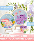 Easy Peasy Beginner Punch Needle Kit For Adults With All Tools And Materials Easy To Follow Instructions And Videos Water Soluble Pattern On Linen Axolotl And Octopus Design
