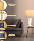 Gold Glass Table Lamps Set Of 2 With USB Ports And Touch Nightstand Control 3 Way Dimmable Modern Bedside Lamps in living room